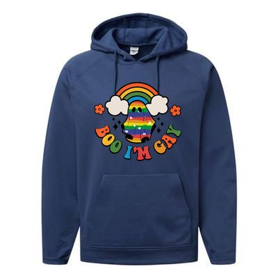 Boo I'm Gay Halloween Lgbtq Pride Ally Coming Out Day Performance Fleece Hoodie