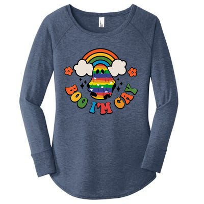 Boo I'm Gay Halloween Lgbtq Pride Ally Coming Out Day Women's Perfect Tri Tunic Long Sleeve Shirt