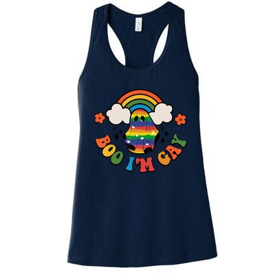 Boo I'm Gay Halloween Lgbtq Pride Ally Coming Out Day Women's Racerback Tank