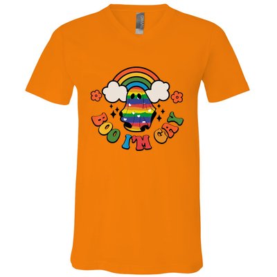 Boo I'm Gay Halloween Lgbtq Pride Ally Coming Out Day V-Neck T-Shirt