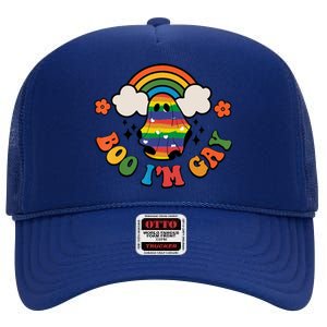 Boo I'm Gay Halloween Lgbtq Pride Ally Coming Out Day High Crown Mesh Back Trucker Hat