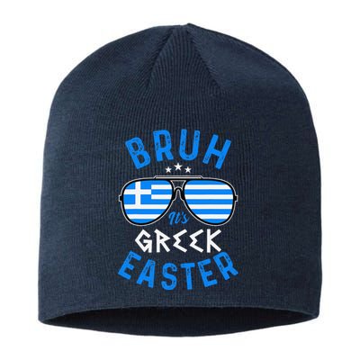 Bruh ItS Greek Easter Funny Retro Sunglasses Greek Easter Sustainable Beanie