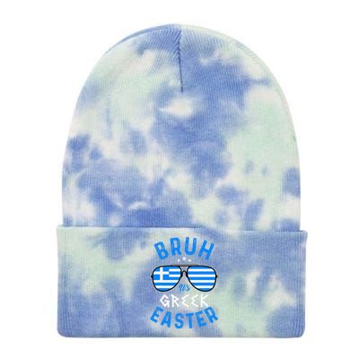 Bruh ItS Greek Easter Funny Retro Sunglasses Greek Easter Tie Dye 12in Knit Beanie