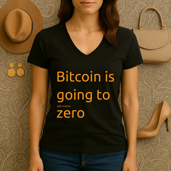 Bitcoin Is Going To Add Another Zero Hidden Message Black Women's V-Neck T-Shirt