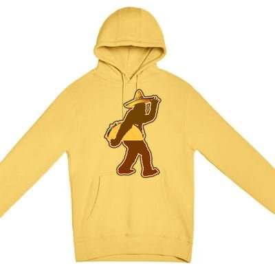 Bigfoot Carrying Taco Cinco de Mayo Premium Pullover Hoodie