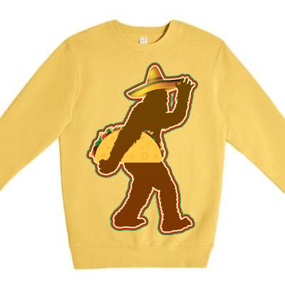 Bigfoot Carrying Taco Cinco de Mayo Premium Crewneck Sweatshirt