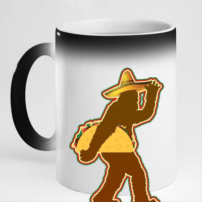 Bigfoot Carrying Taco Cinco de Mayo 11oz Black Color Changing Mug