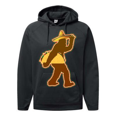 Bigfoot Carrying Taco Cinco de Mayo Performance Fleece Hoodie