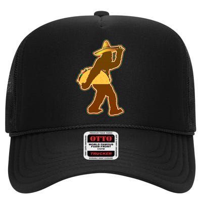 Bigfoot Carrying Taco Cinco de Mayo High Crown Mesh Back Trucker Hat