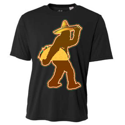 Bigfoot Carrying Taco Cinco de Mayo Cooling Performance Crew T-Shirt