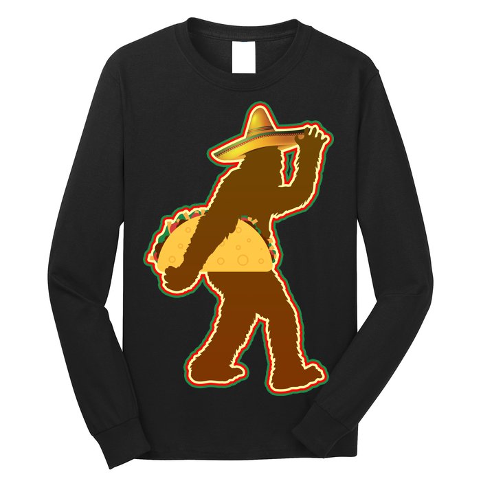 Bigfoot Carrying Taco Cinco de Mayo Long Sleeve Shirt