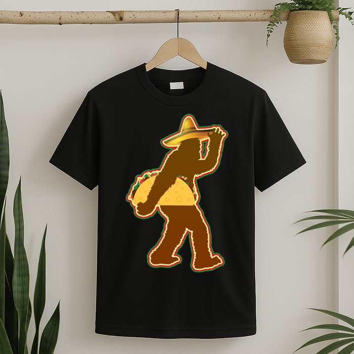 Bigfoot Carrying Taco Cinco de Mayo T-Shirt