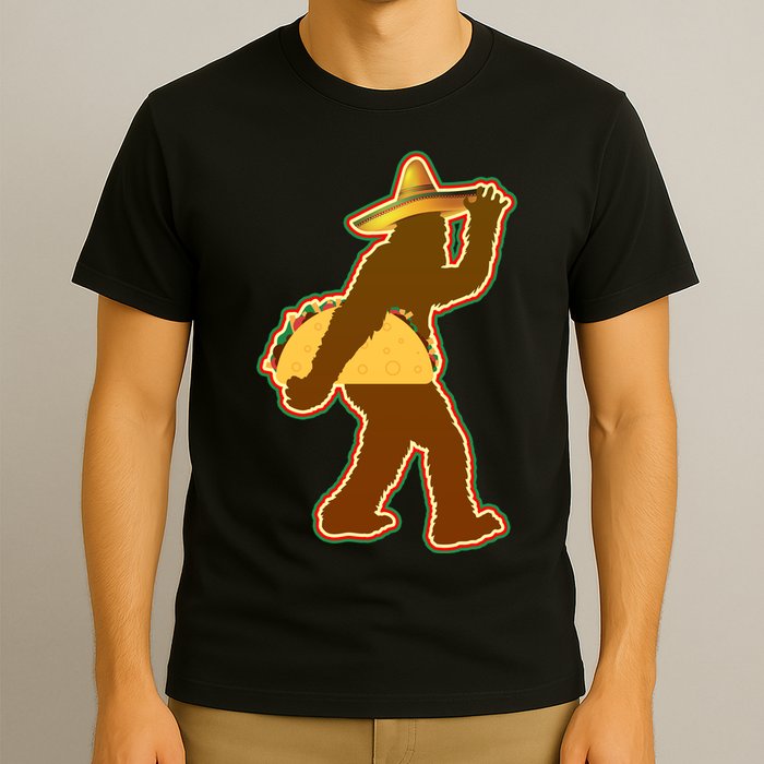 Bigfoot Carrying Taco Cinco de Mayo T-Shirt