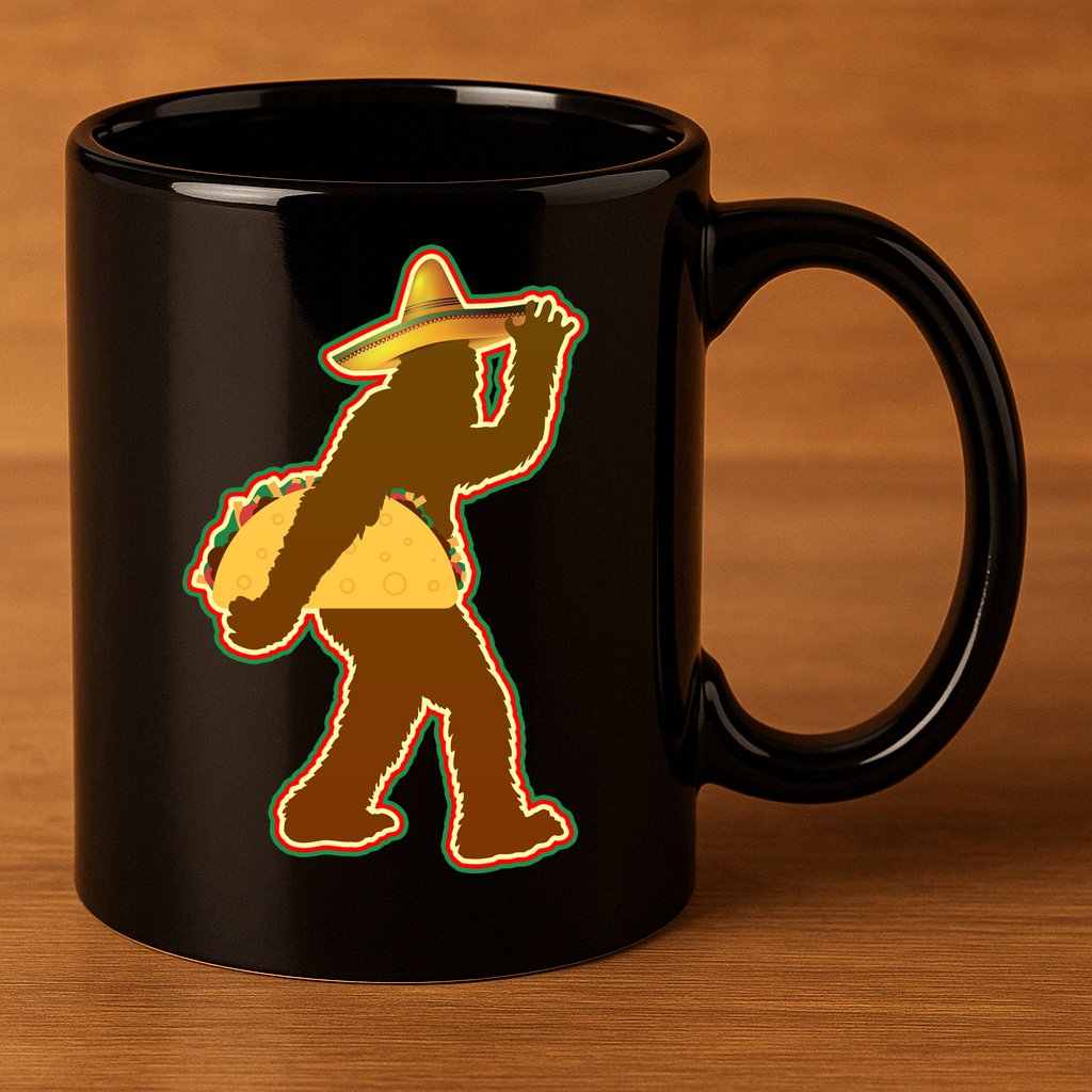 Bigfoot Carrying Taco Cinco de Mayo 11oz C Handle Ceramic Mug
