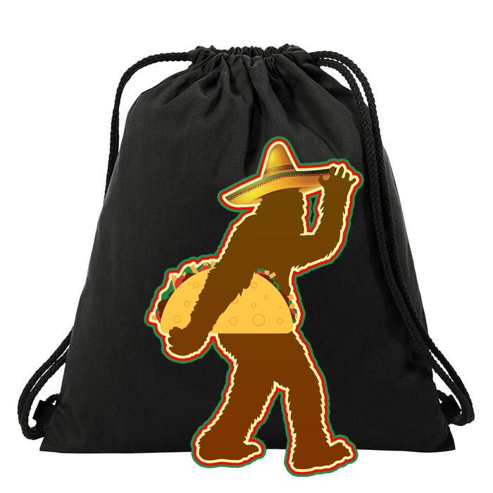 Bigfoot Carrying Taco Cinco de Mayo Drawstring Bag