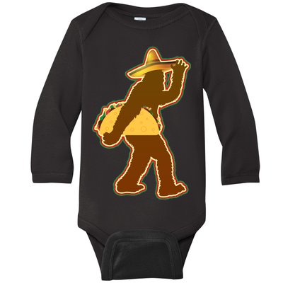 Bigfoot Carrying Taco Cinco de Mayo Baby Long Sleeve Bodysuit