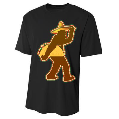 Bigfoot Carrying Taco Cinco de Mayo Performance Sprint T-Shirt