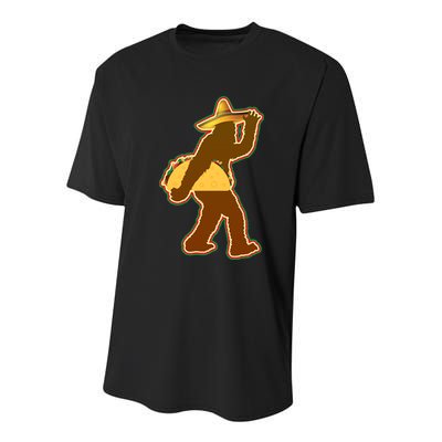 Bigfoot Carrying Taco Cinco de Mayo Youth Performance Sprint T-Shirt