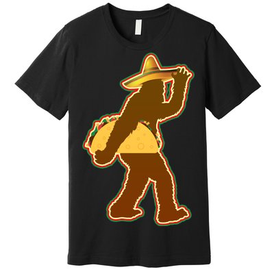 Bigfoot Carrying Taco Cinco de Mayo Premium T-Shirt