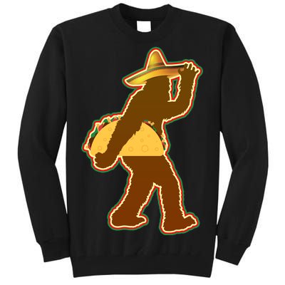 Bigfoot Carrying Taco Cinco de Mayo Tall Sweatshirt