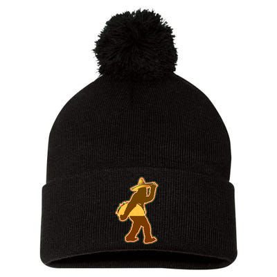 Bigfoot Carrying Taco Cinco de Mayo Pom Pom 12in Knit Beanie