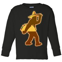 Bigfoot Carrying Taco Cinco de Mayo Toddler Long Sleeve Shirt