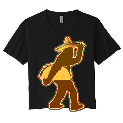 Bigfoot Carrying Taco Cinco de Mayo Women's Crop Top Tee