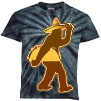 Bigfoot Carrying Taco Cinco de Mayo Kids Tie-Dye T-Shirt