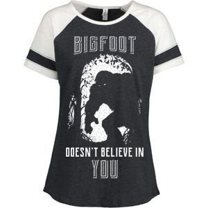 Bigfoot Doesn't Believe In You Enza Ladies Jersey Colorblock Tee