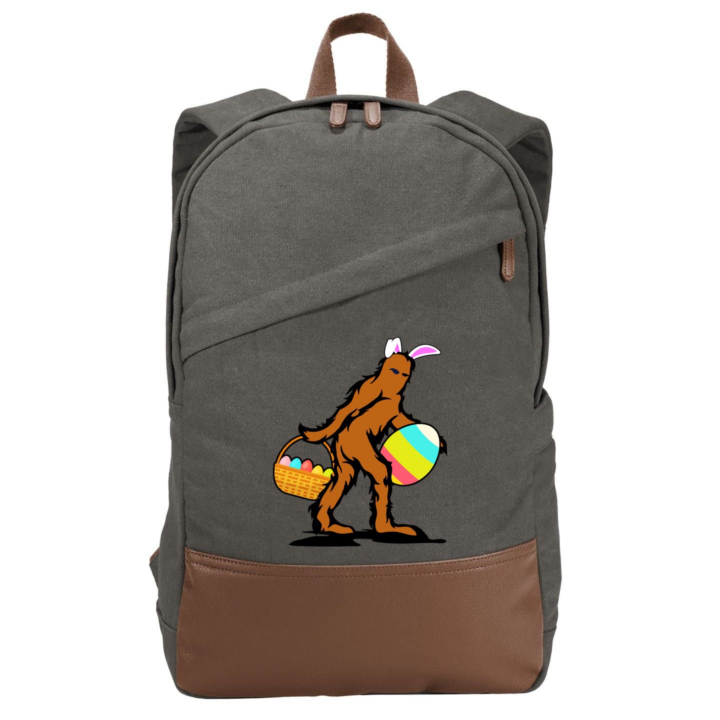 Bigfoot Easter Egg Cotton Canvas Backpack