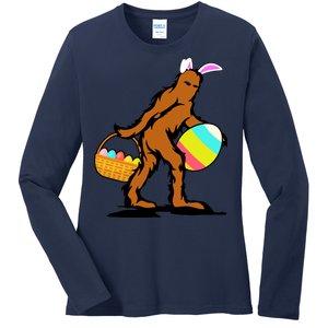 Bigfoot Easter Egg Ladies Long Sleeve Shirt