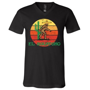 Bigfoot El Squatcho Mexican Sasquatch V-Neck T-Shirt