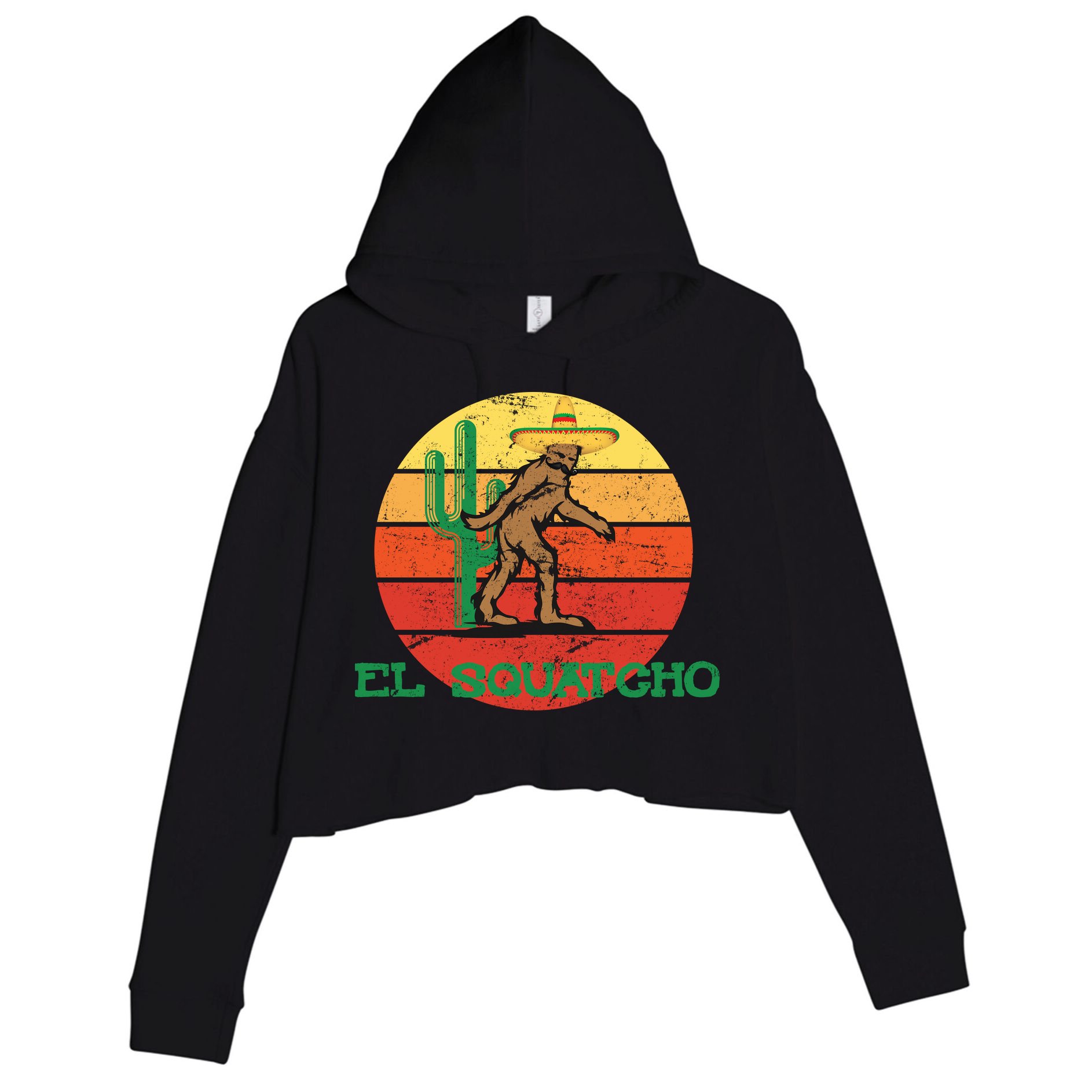 Bigfoot El Squatcho Mexican Sasquatch Crop Fleece Hoodie