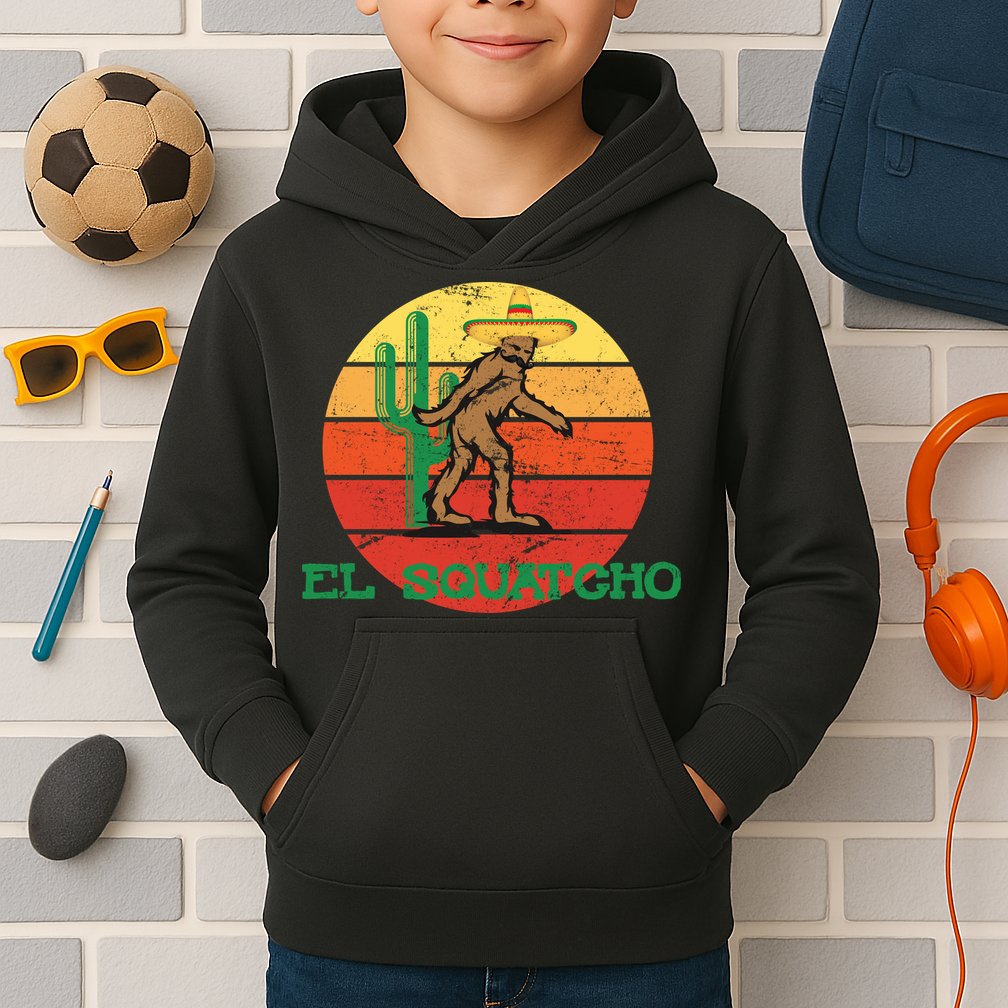 Bigfoot El Squatcho Mexican Sasquatch Kids Hoodie
