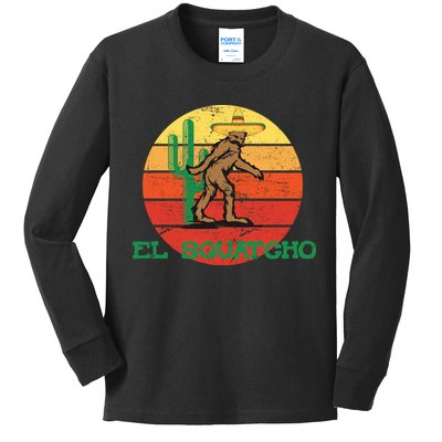 Bigfoot El Squatcho Mexican Sasquatch Kids Long Sleeve Shirt