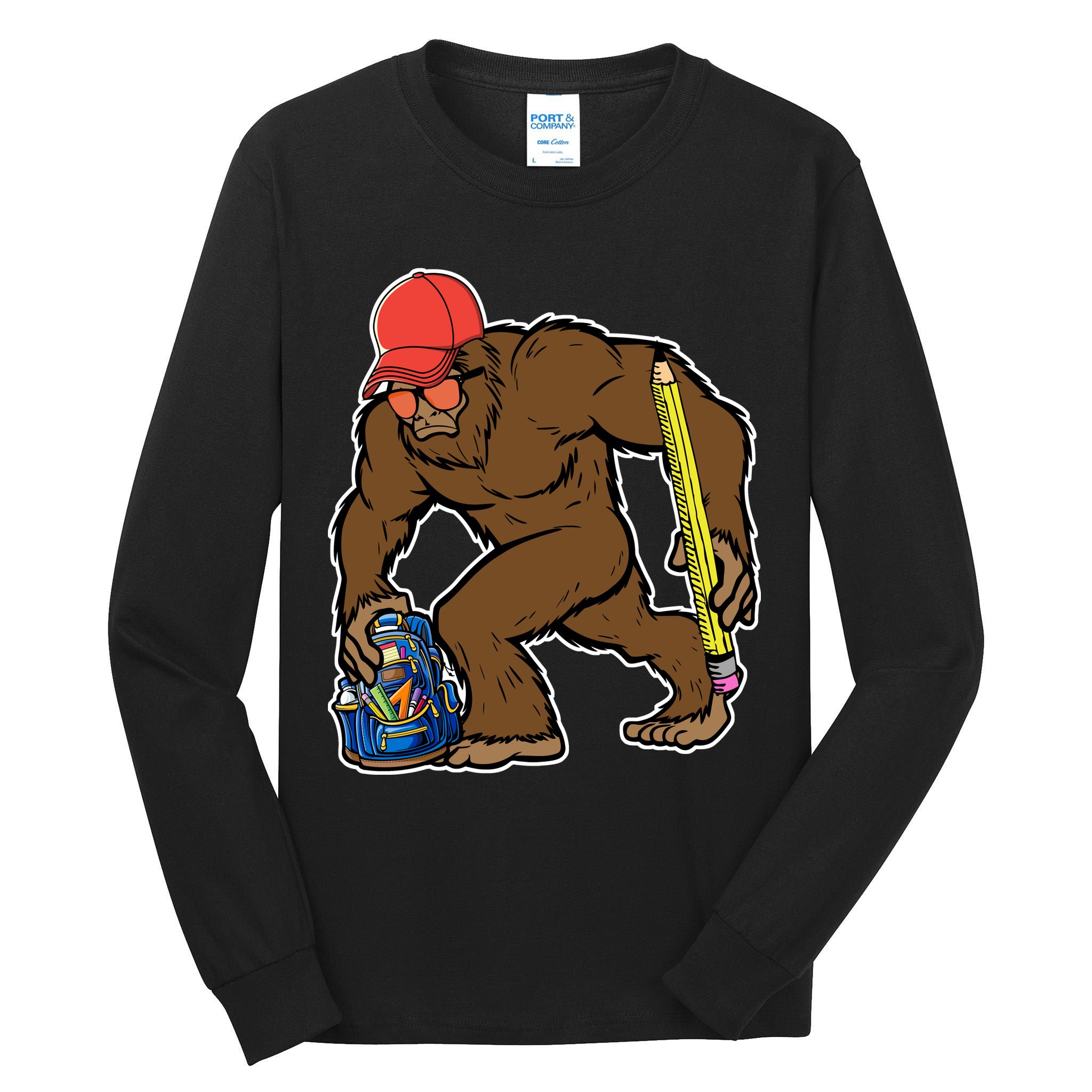Bigfoot Funny Back To School Tall Long Sleeve T-Shirt