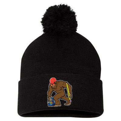 Bigfoot Funny Back To School Pom Pom 12in Knit Beanie