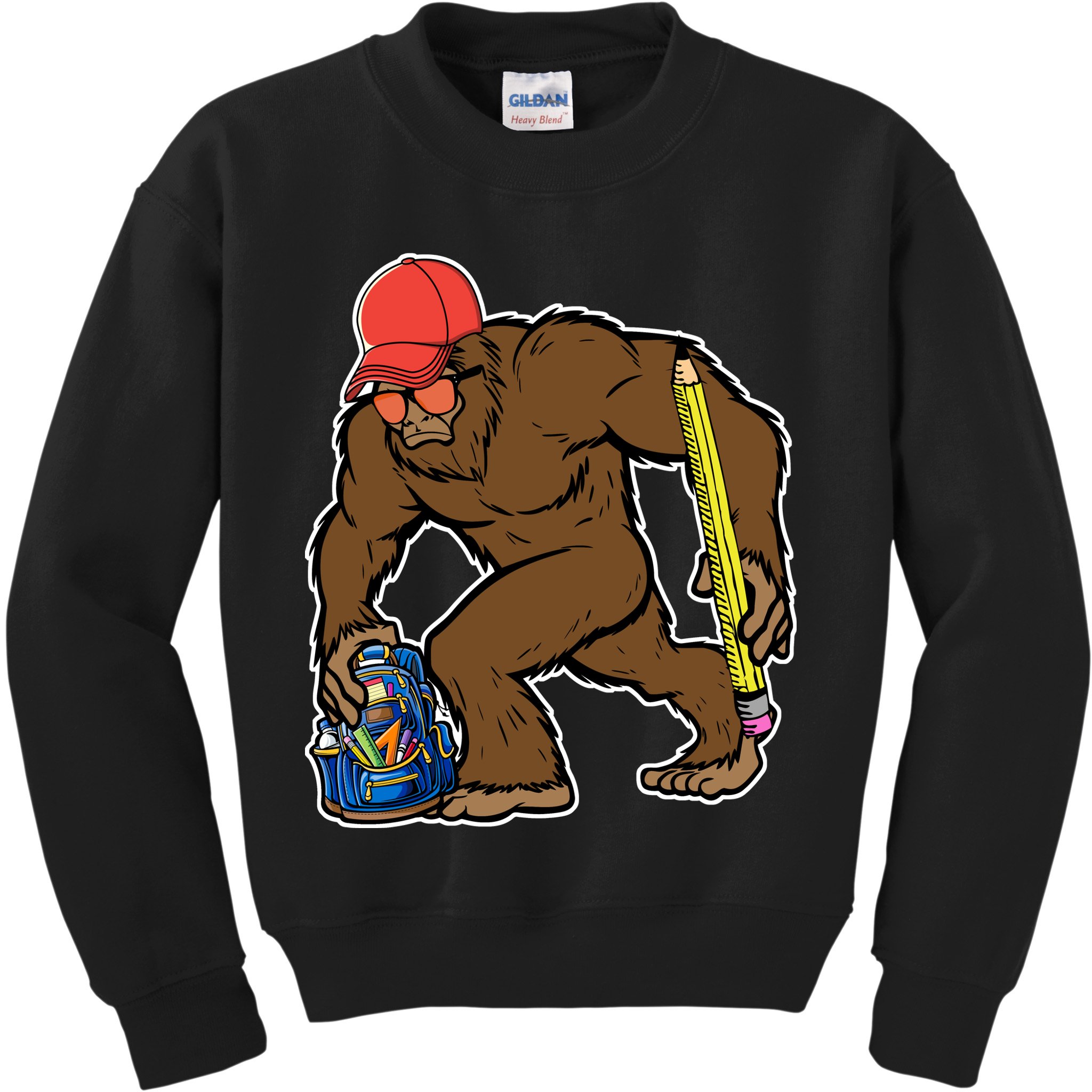 Bigfoot Funny Back To School Kids Sweatshirt