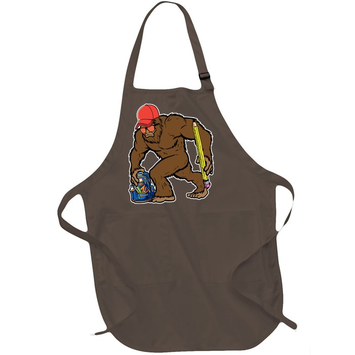 Bigfoot Funny Back To School Full-Length Apron With Pockets