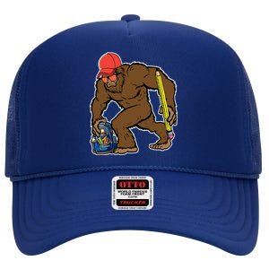 Bigfoot Funny Back To School High Crown Mesh Back Trucker Hat