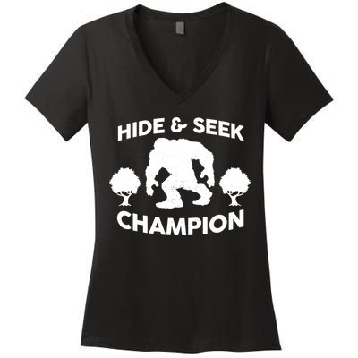 Bigfoot Hide And Seek Champion Women's V-Neck T-Shirt