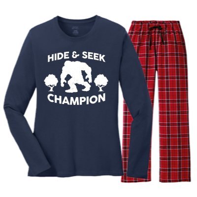 Bigfoot Hide And Seek Champion Women's Long Sleeve Flannel Pajama Set 