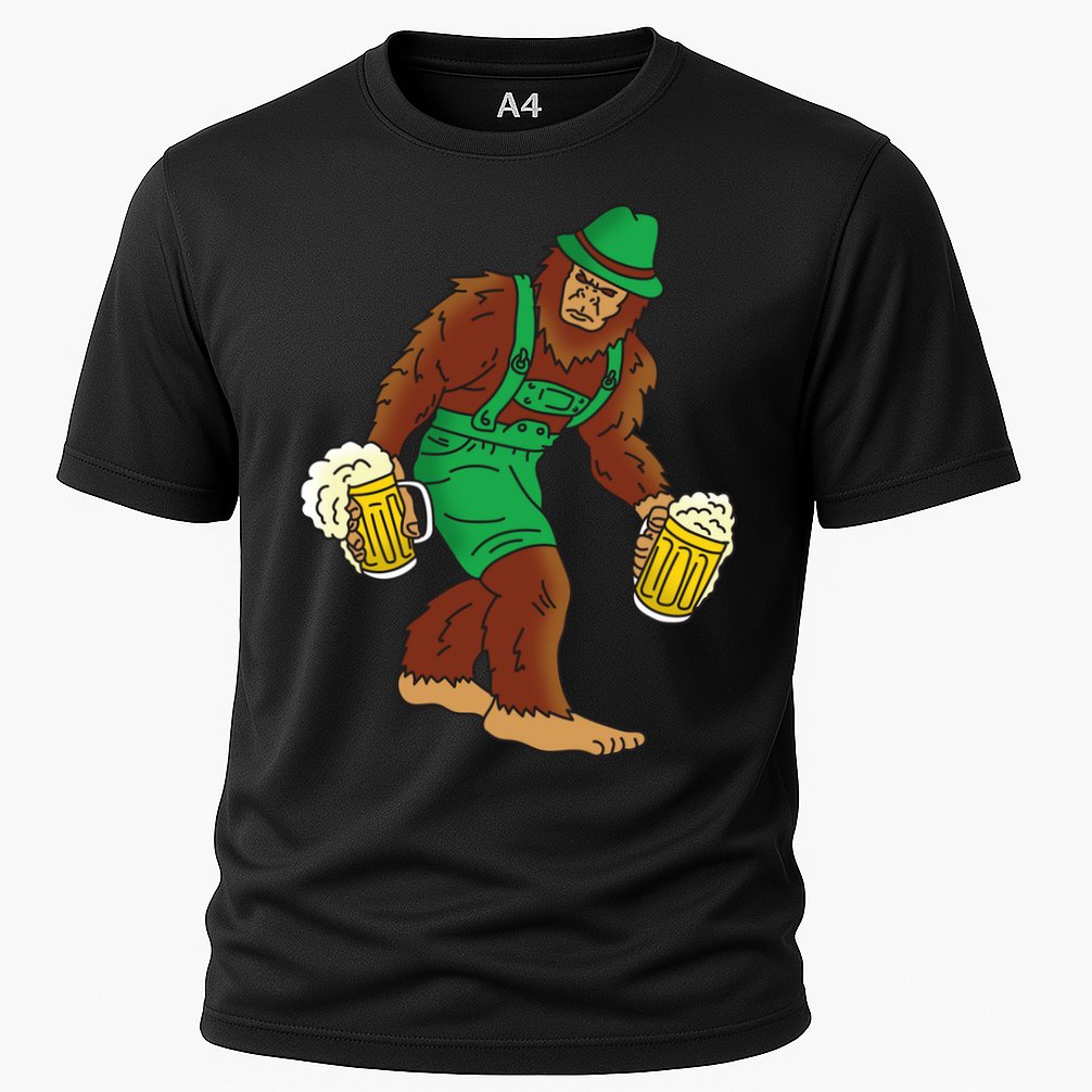Bigfoot in Lederhosen Oktoberfest Beer Cooling Performance Crew T-Shirt