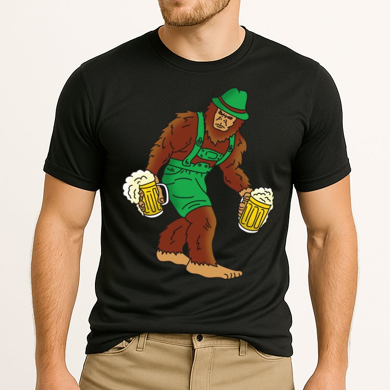 Bigfoot in Lederhosen Oktoberfest Beer Cooling Performance Crew T-Shirt