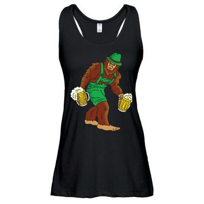 Bigfoot in Lederhosen Oktoberfest Beer Ladies Essential Flowy Tank