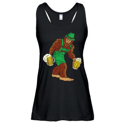 Bigfoot in Lederhosen Oktoberfest Beer Ladies Essential Flowy Tank