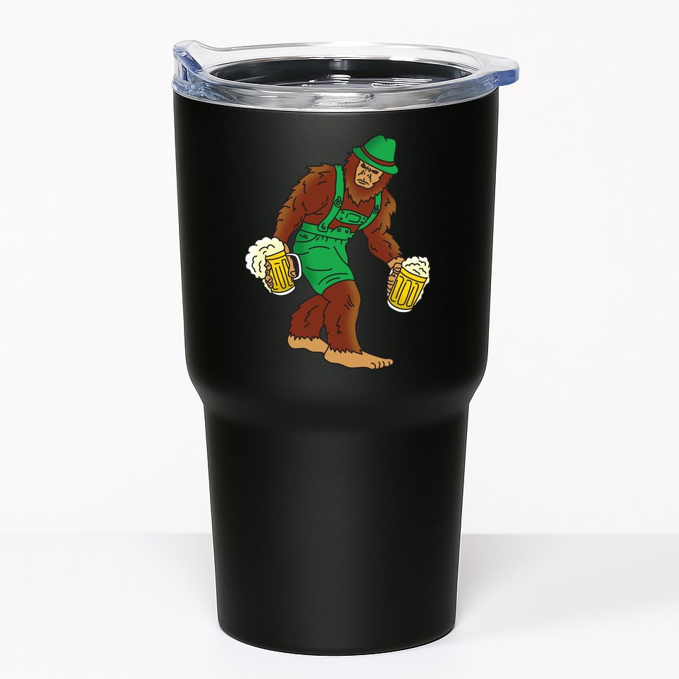 Bigfoot in Lederhosen Oktoberfest Beer Tumbler