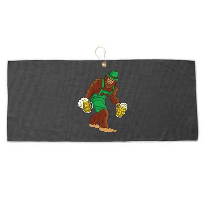 Bigfoot in Lederhosen Oktoberfest Beer Large Microfiber Waffle Golf Towel