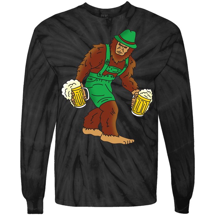 Bigfoot in Lederhosen Oktoberfest Beer Tie-Dye Long Sleeve Shirt