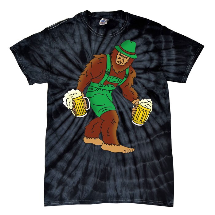 Bigfoot in Lederhosen Oktoberfest Beer Tie-Dye T-Shirt